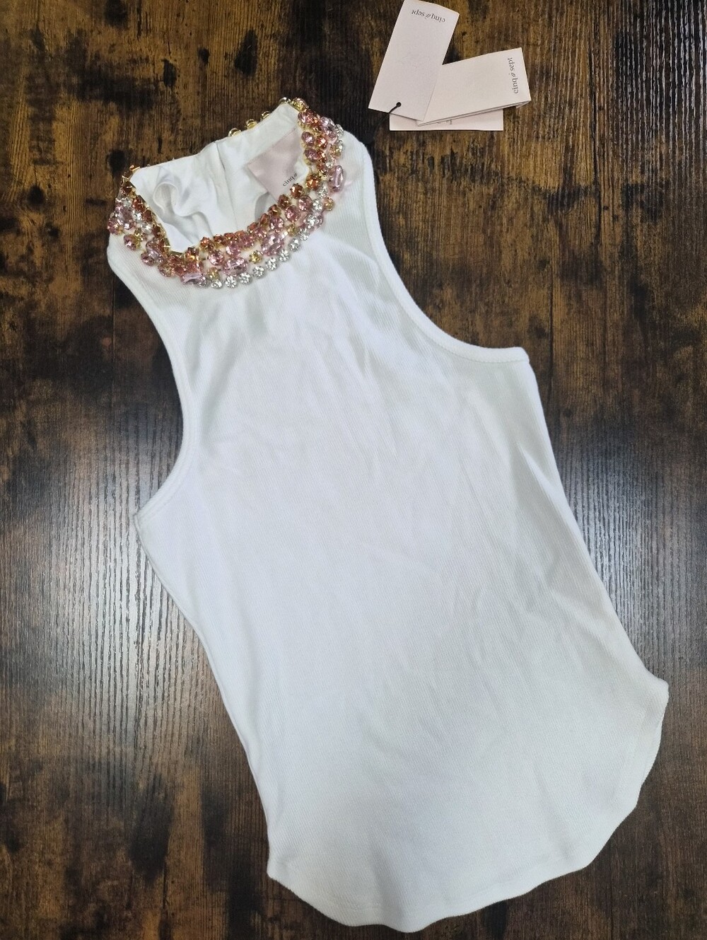 NWT Cinq a Sept Embellished White Tank - Picture 3 of 7